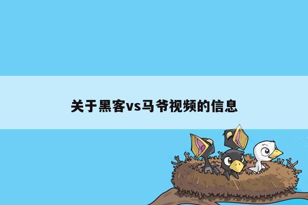 关于黑客vs马爷视频的信息