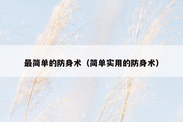最简单的防身术（简单实用的防身术）
