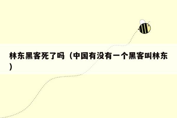 林东黑客死了吗（中国有没有一个黑客叫林东）