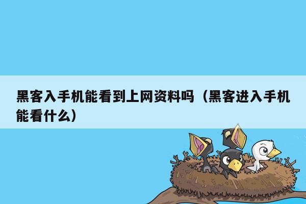 黑客入手机能看到上网资料吗（黑客进入手机能看什么）