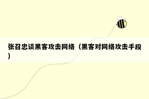 张召忠谈黑客攻击网络（黑客对网络攻击手段）