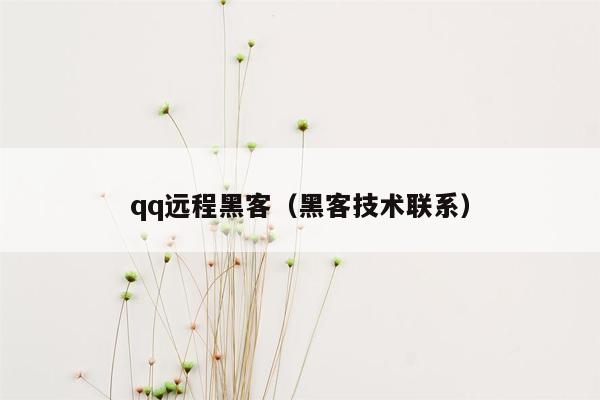 qq远程黑客（黑客技术联系）