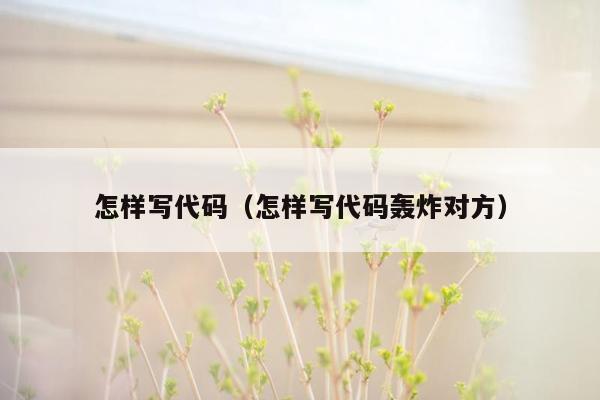 怎样写代码（怎样写代码轰炸对方）