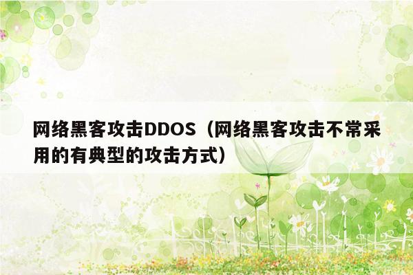 网络黑客攻击DDOS（网络黑客攻击不常采用的有典型的攻击方式）