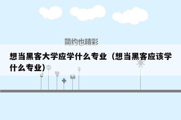 想当黑客大学应学什么专业（想当黑客应该学什么专业）