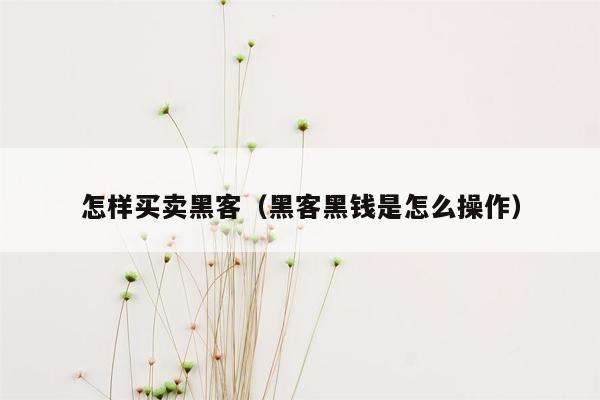 怎样买卖黑客（黑客黑钱是怎么操作）