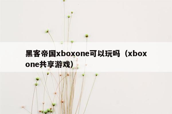 黑客帝国xboxone可以玩吗（xboxone共享游戏）