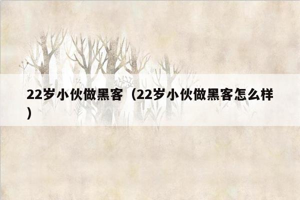 22岁小伙做黑客（22岁小伙做黑客怎么样）