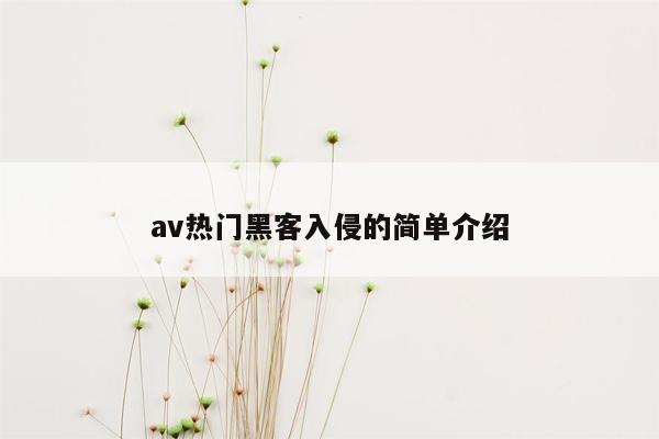 av热门黑客入侵的简单介绍