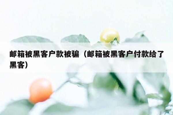 邮箱被黑客户款被骗（邮箱被黑客户付款给了黑客）