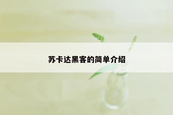 苏卡达黑客的简单介绍