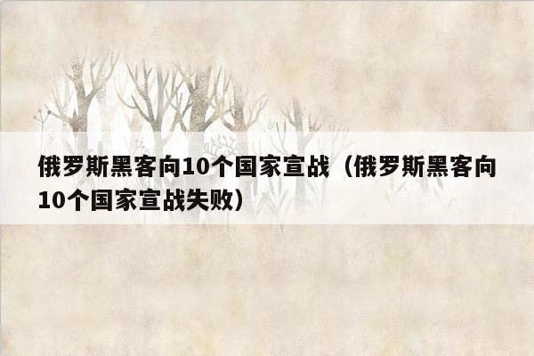 俄罗斯黑客向10个国家宣战（俄罗斯黑客向10个国家宣战失败）