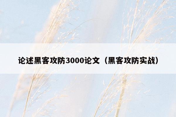 论述黑客攻防3000论文（黑客攻防实战）