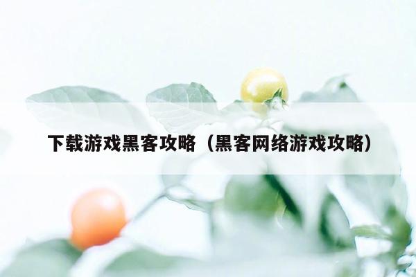 下载游戏黑客攻略（黑客网络游戏攻略）