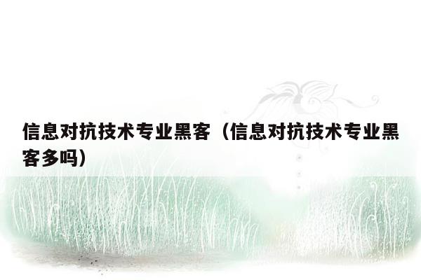 信息对抗技术专业黑客（信息对抗技术专业黑客多吗）