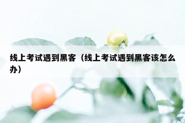 线上考试遇到黑客（线上考试遇到黑客该怎么办）