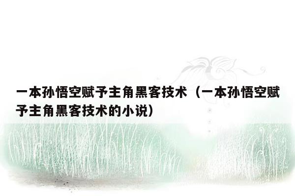 一本孙悟空赋予主角黑客技术（一本孙悟空赋予主角黑客技术的小说）