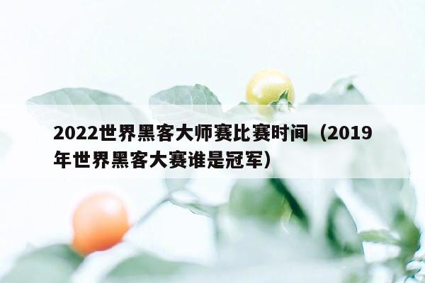 2022世界黑客大师赛比赛时间（2019年世界黑客大赛谁是冠军）