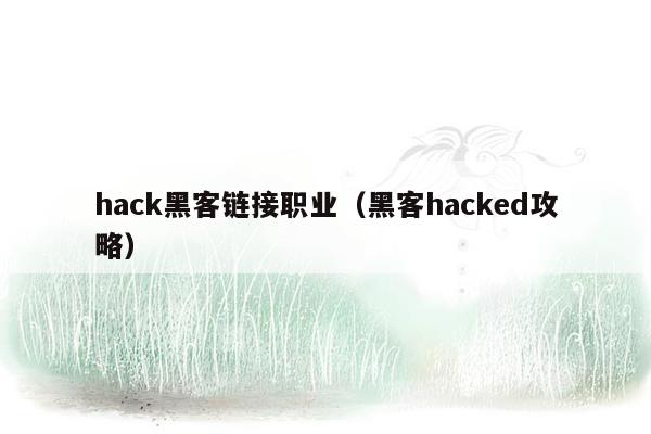 hack黑客链接职业（黑客hacked攻略）
