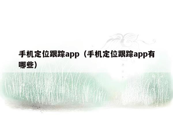 手机定位跟踪app（手机定位跟踪app有哪些）