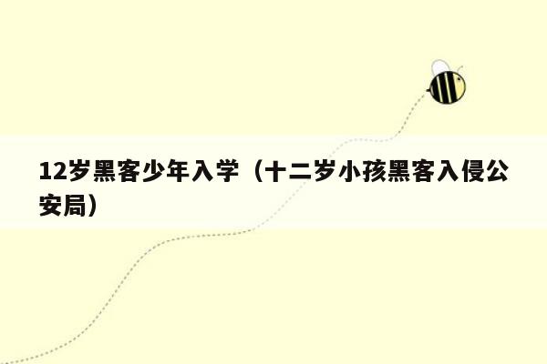 12岁黑客少年入学（十二岁小孩黑客入侵公安局）