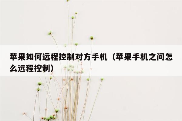 苹果如何远程控制对方手机（苹果手机之间怎么远程控制）