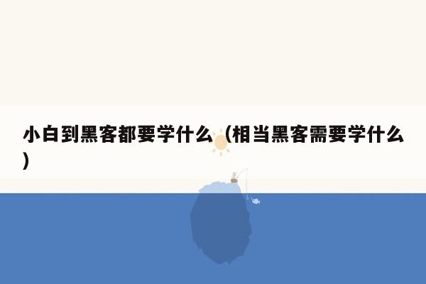 小白到黑客都要学什么（相当黑客需要学什么）