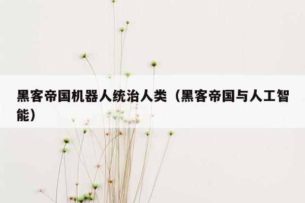 黑客帝国机器人统治人类（黑客帝国与人工智能）