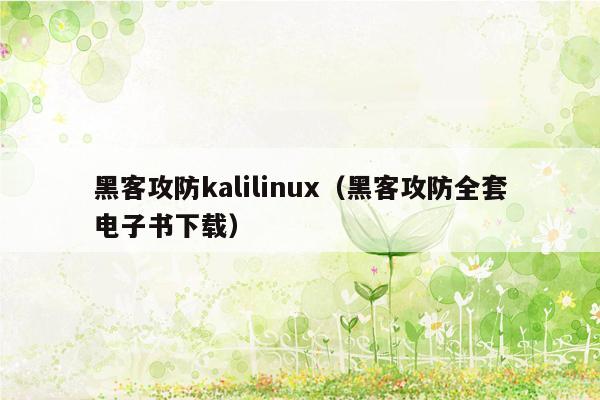 黑客攻防kalilinux（黑客攻防全套电子书下载）