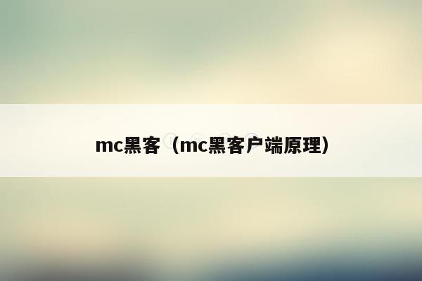 mc黑客（mc黑客户端原理）