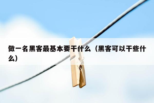 做一名黑客最基本要干什么（黑客可以干些什么）