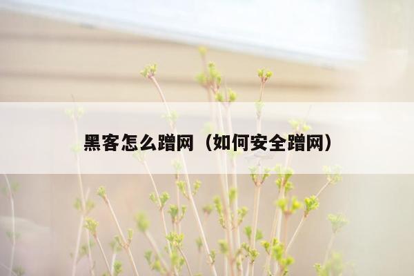 黑客怎么蹭网（如何安全蹭网）