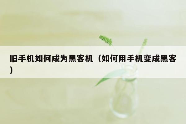 旧手机如何成为黑客机（如何用手机变成黑客）