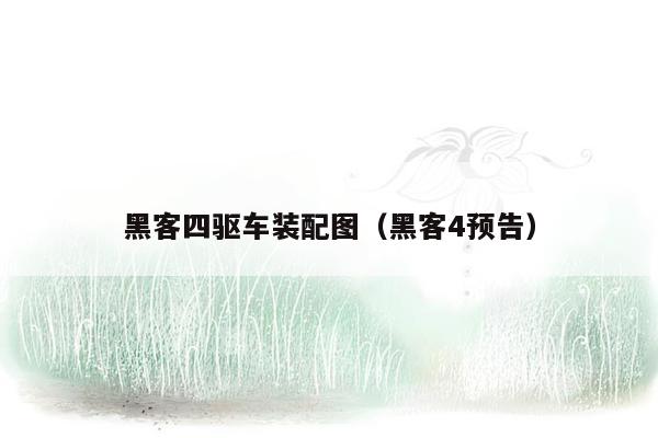 黑客四驱车装配图（黑客4预告）