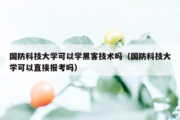 国防科技大学可以学黑客技术吗（国防科技大学可以直接报考吗）