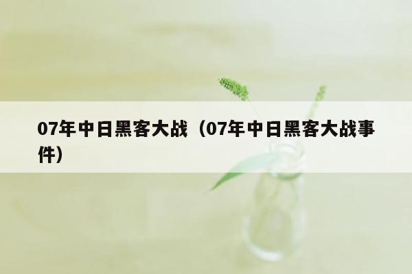 07年中日黑客大战（07年中日黑客大战事件）