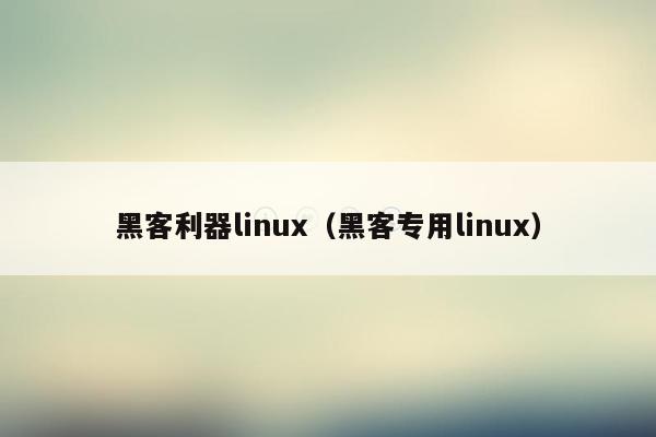 黑客利器linux（黑客专用linux）