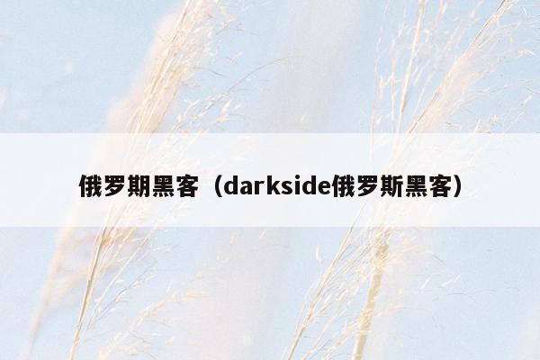 俄罗期黑客（darkside俄罗斯黑客）