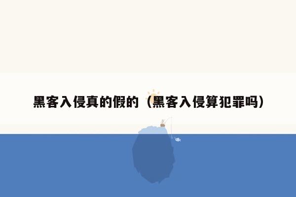 黑客入侵真的假的（黑客入侵算犯罪吗）