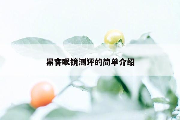 黑客眼镜测评的简单介绍
