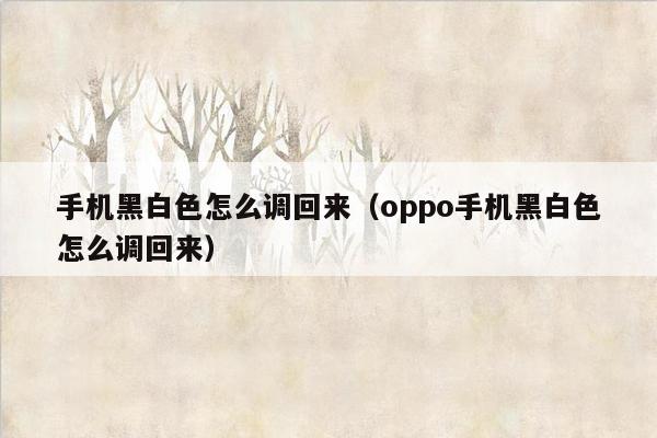 手机黑白色怎么调回来（oppo手机黑白色怎么调回来）