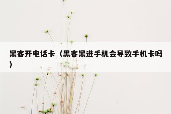 黑客开电话卡（黑客黑进手机会导致手机卡吗）