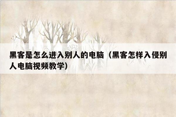 黑客是怎么进入别人的电脑（黑客怎样入侵别人电脑视频教学）