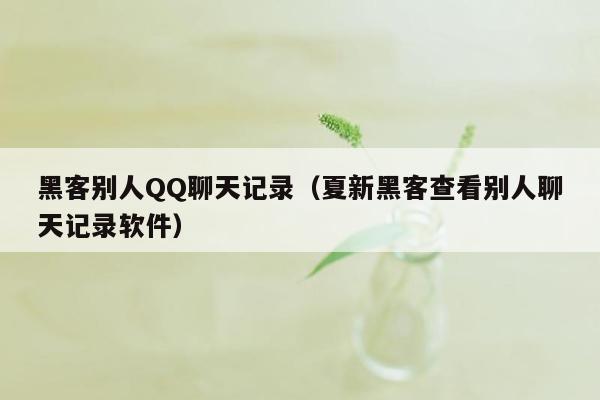 黑客别人QQ聊天记录（夏新黑客查看别人聊天记录软件）