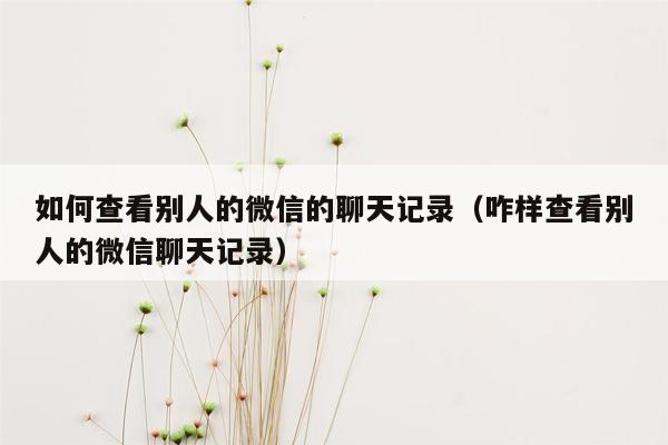 如何查看别人的微信的聊天记录（咋样查看别人的微信聊天记录）