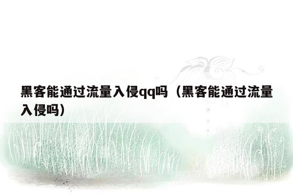 黑客能通过流量入侵qq吗（黑客能通过流量入侵吗）