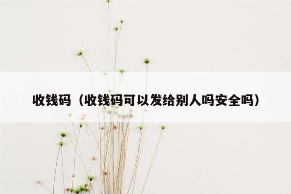 收钱码（收钱码可以发给别人吗安全吗）