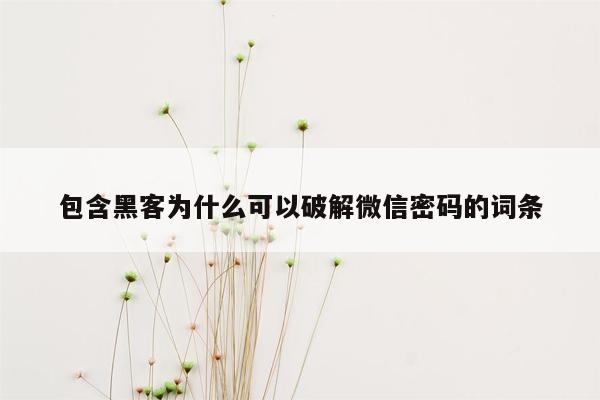 包含黑客为什么可以破解微信密码的词条