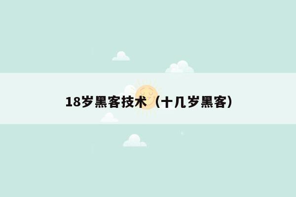 18岁黑客技术（十几岁黑客）