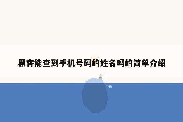 黑客能查到手机号码的姓名吗的简单介绍